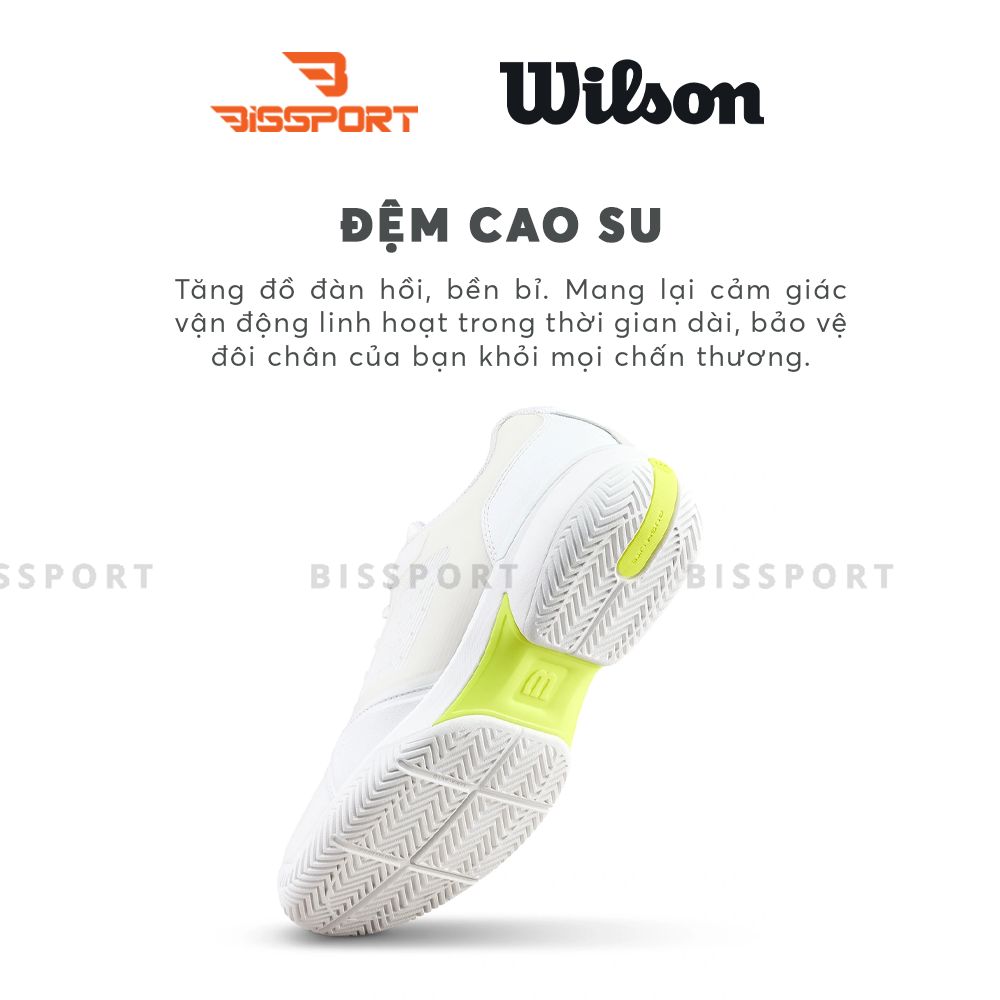 Giày Pickleball/Tennis Wilson Rush Lite 5 Chính Hãng - Trắng Xanh Dương - Nhẹ Nhàng Linh Hoạt - Ổn Định - Êm - Giảm Chắn